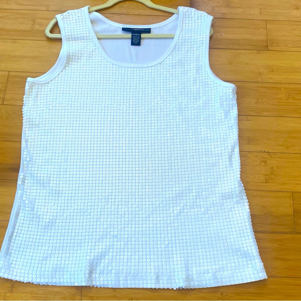 Glitzy Sequin Top White